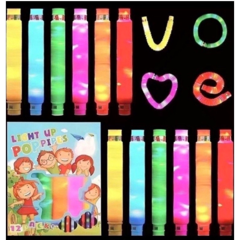Mainan Viral Pop Pipes / Pop Tubes Light Up / Pipa Led