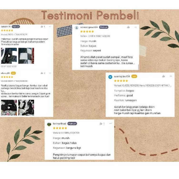 [RU.11De22ˣ] SPREI KEKINIAN TAMPIL MEWAH BONUS KARET ANTI GESER SPREI NO 1 SPREI NO 2 SPREI NO 3 SPR