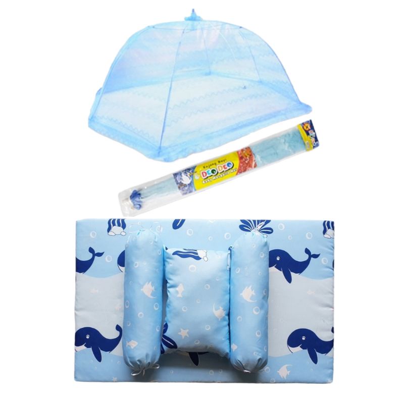 kasur bayi 1 set kelambu - kasur bayi baru lahir + kojong - kasur bayi 1 set lengkap Dengan Bantal Dan Guling - tempat tidur bayi Ukuran 75x45Cm - Kojong Ukuran 90x60Cm