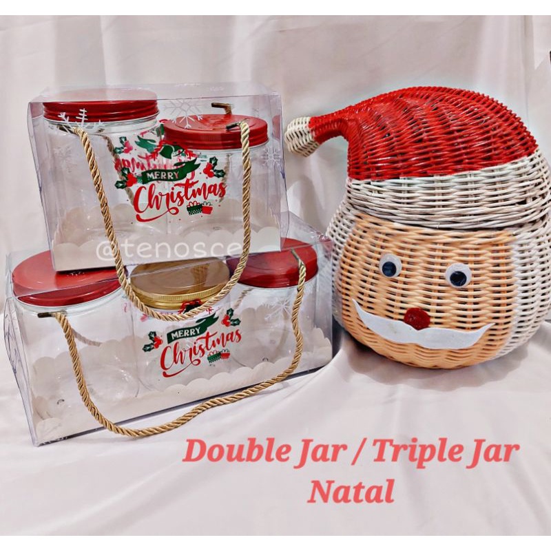 

5pcs Box Kotak Mika Tenteng Bolu Roll Cake Cookies Toples Tabung Kue Kering 600ml/800ml Natal Merry Christmas Hampers Kado