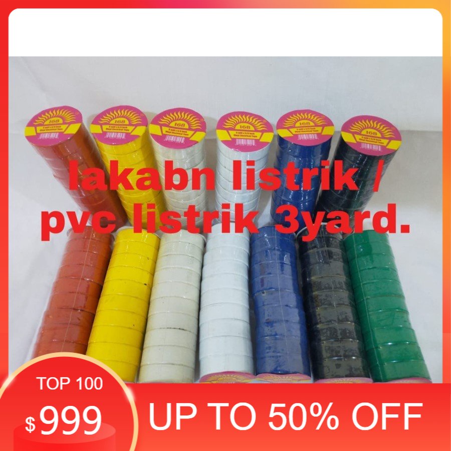 

Lakban Isolasi Listrik Warna 168 Tape 14mmx3yard Harga 1 SLOP Isi 10 roll
