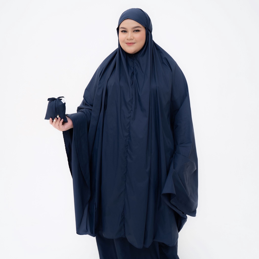 ALIF MUKENA MINI PARASUT PREMIUM KOREA TRAVEL JUMBO - NAVY PEONY ( JMB-023 )