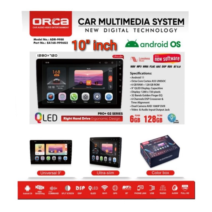 Head Unit Android 10&quot; inch ORCA PRO PLUS G2 HONDA JAZZ ANDROID 10 inch ORCA PRO+ ADR 9988 PRO+ G2