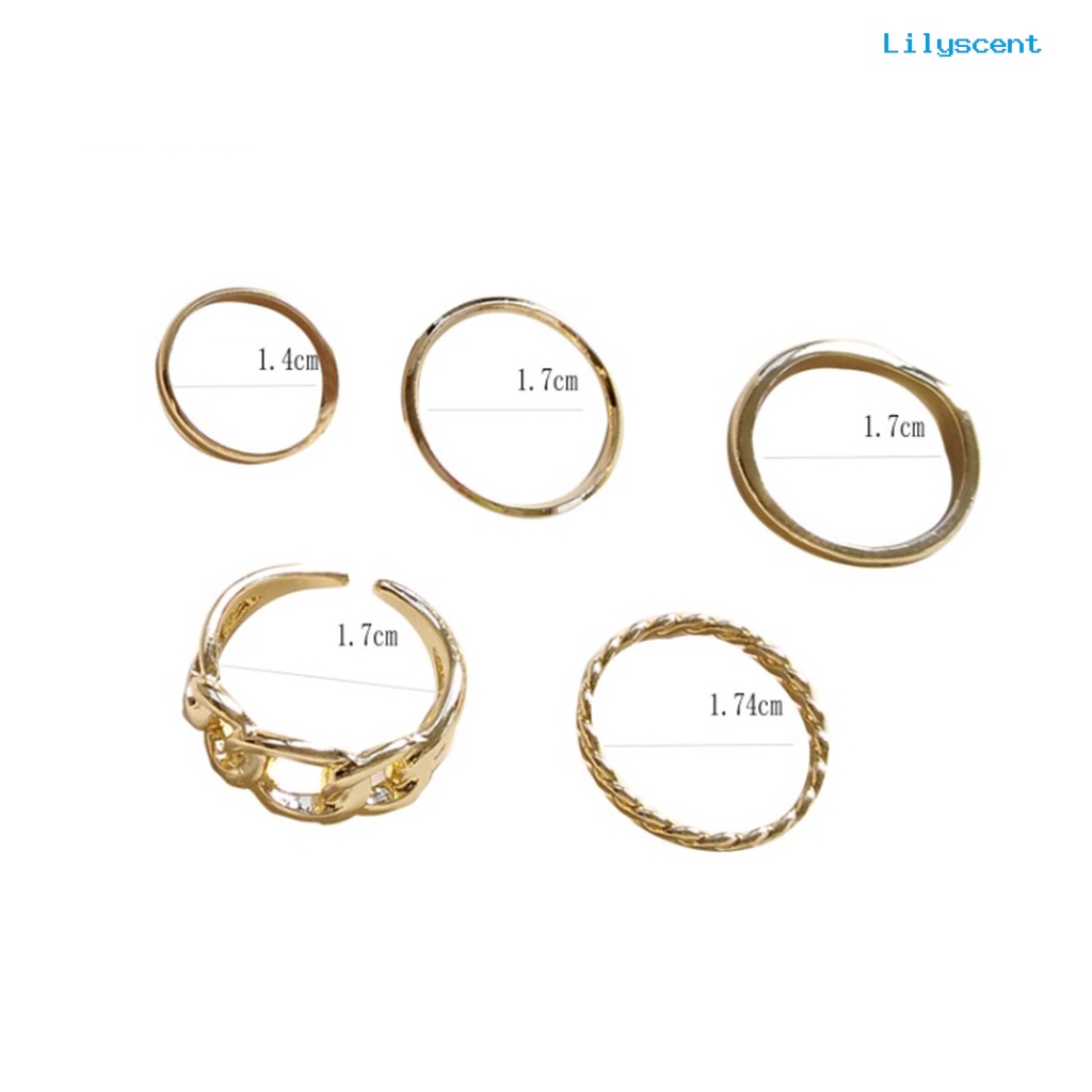 [LS]5 Pcs Cincin Jari Jari Anti Alergi Wearable Alloy Vintage Finger Rings Set Untuk Hadiah