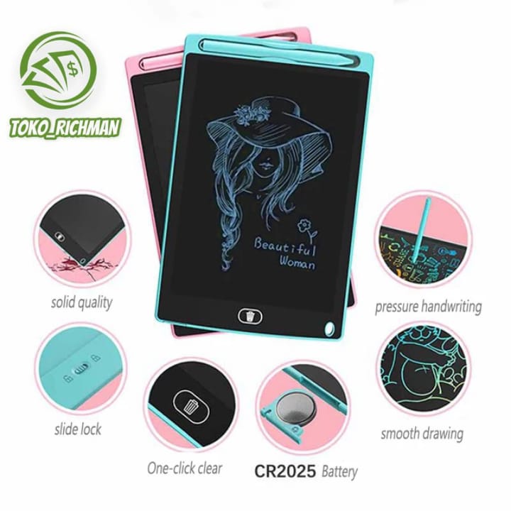 LCD writing color board 8.5inch tablet mainan papan tulis anak