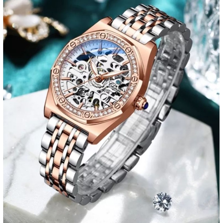 Jam Tangan Wanita Oak Diamond Luxury Mekanik Automatic Chenxi