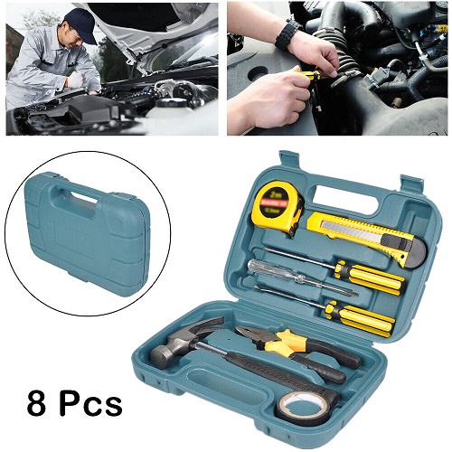 Toll Box Set 8 in 1 Kotak Repair Tukang Lengkap Alat Set Perkakas Palu Obeng Cutter Meteran