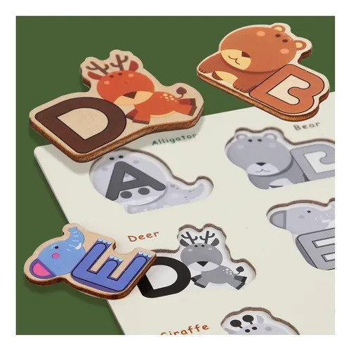 Puzzle Alphabet Motif Animal 331-2 Mainan Puzzle Anak Mainan Huruf Puzzle Alfabet Puzzle Kayu Huruf Puzzle Huruf