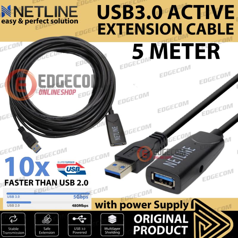 NETLINE Kabel USB 3.0 Extension Aktif / Extender Active 5 Meter