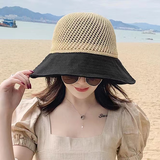 Topi Pantai Matahari Rajut Wanita Premium Model Korea Terbaru - Topi Rajut Musim Panas