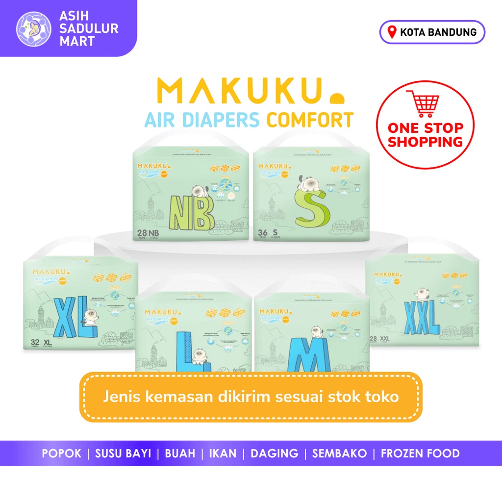 Makuku Air Diapers Comfort Ekonomis S36 M34 Tape L32 XL32 XXL28 Pants