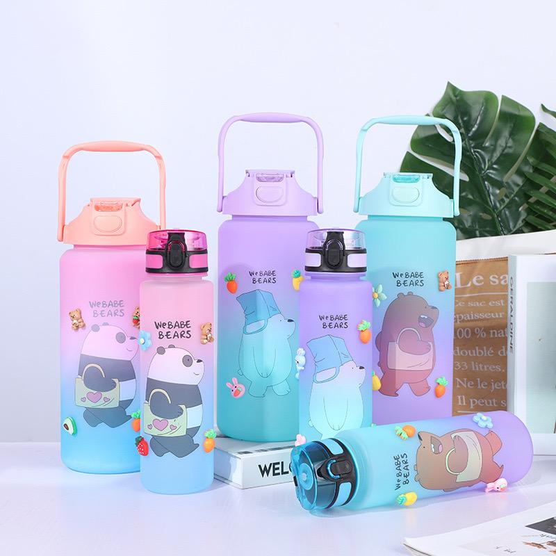 LEXJAKARTA  Botol Minum Gradasi 2000ML &amp; 1000ML We Babe Bears Botol Minum Viral Botol Minum Sedotan