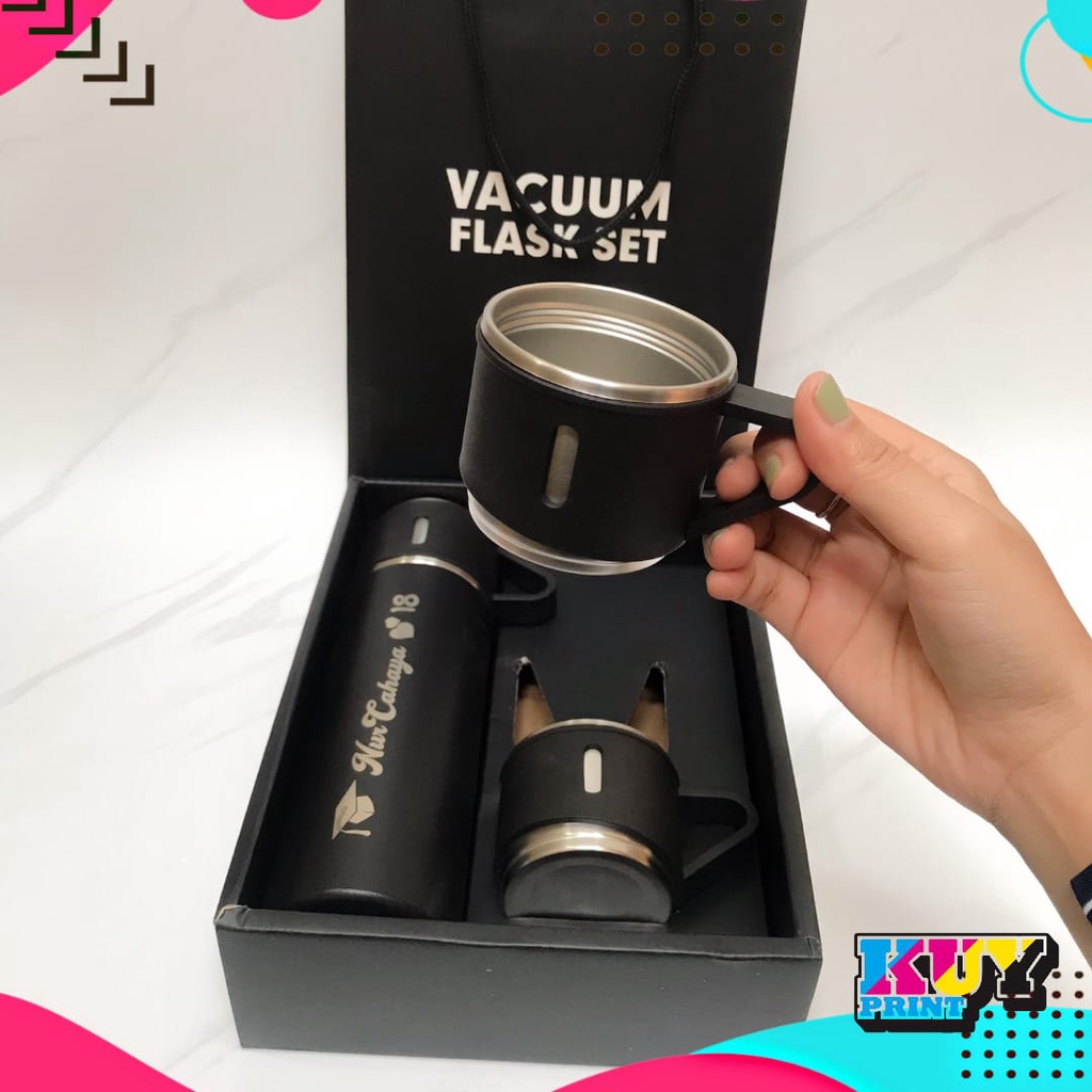 Termos Sultan Vacuum Flask Set/ Botol Minum Cangkir Premium Free Grafir Nama Hampers Gift