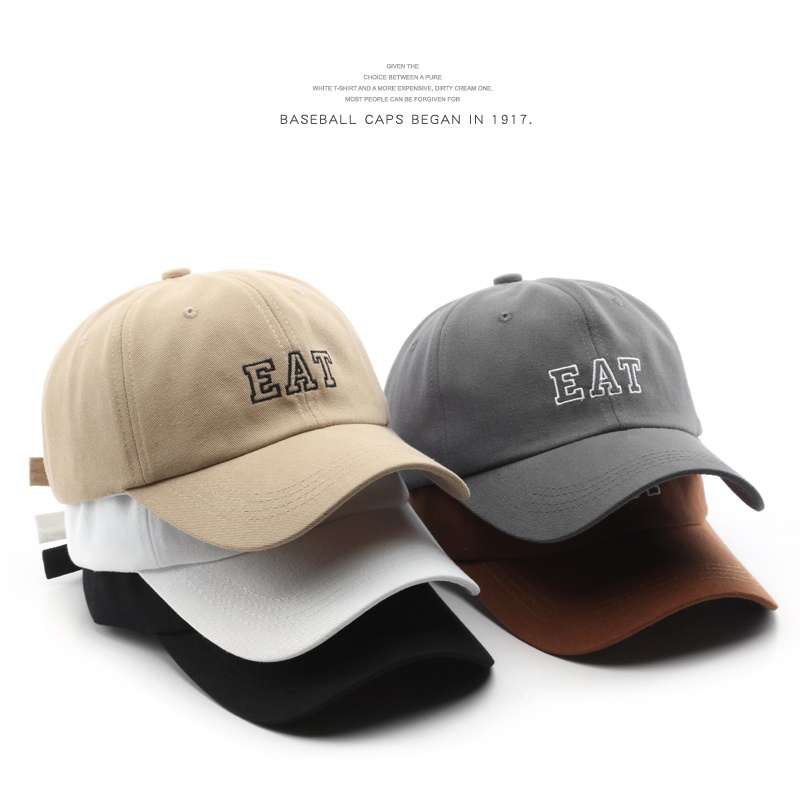 HATSAVENUE-259 Topi Bordir Pria/Wanita  Baseball Unisex Bahan Lembut Cap EAT Simple Fashion