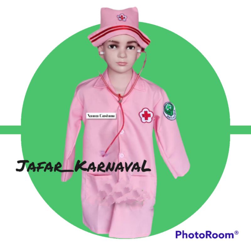 BAJU PROFESI DOKTER/BAJU SUSTER/ BAJU PERAWAT PINK LENGAN PANJANG (SDP)