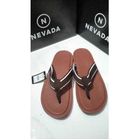 Sz 39-44 Sandal Jepit Pria Casual Merk Nevada AKIO COKELAT