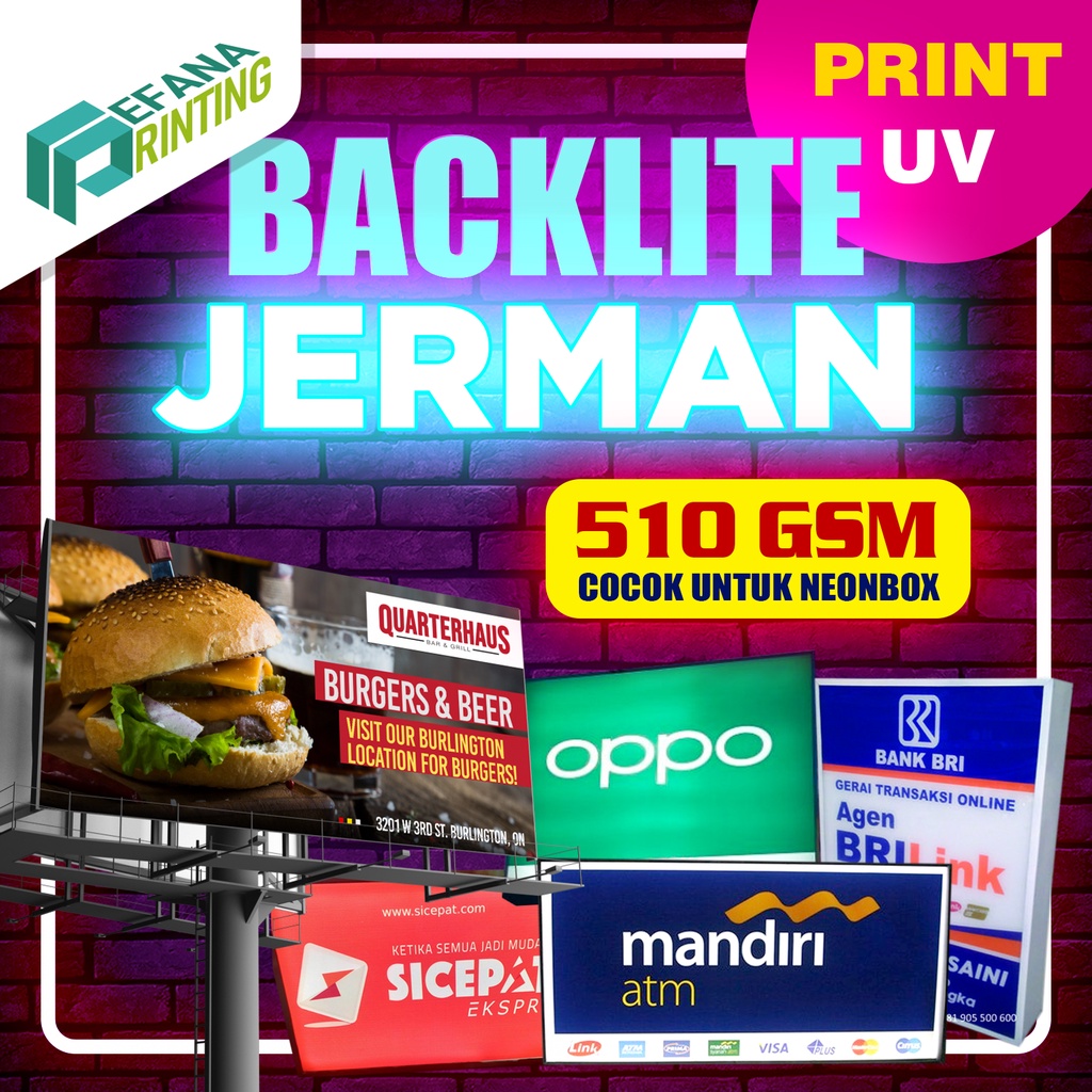 Print bahan Backlite Jerman 510gsm