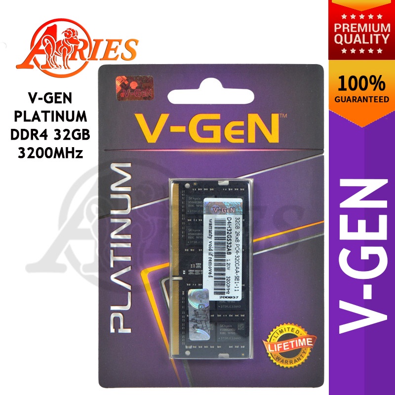 SODIMM RAM Laptop V-Gen Platinum DDR4 32GB PC-25600 Untuk Asus Acer Dell Hp Lenovo Toshiba