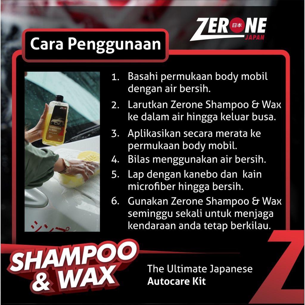 Shampoo &amp; Wax Zerone Japan Mobil Motor PH Balance Mengkilapkan 500 ML