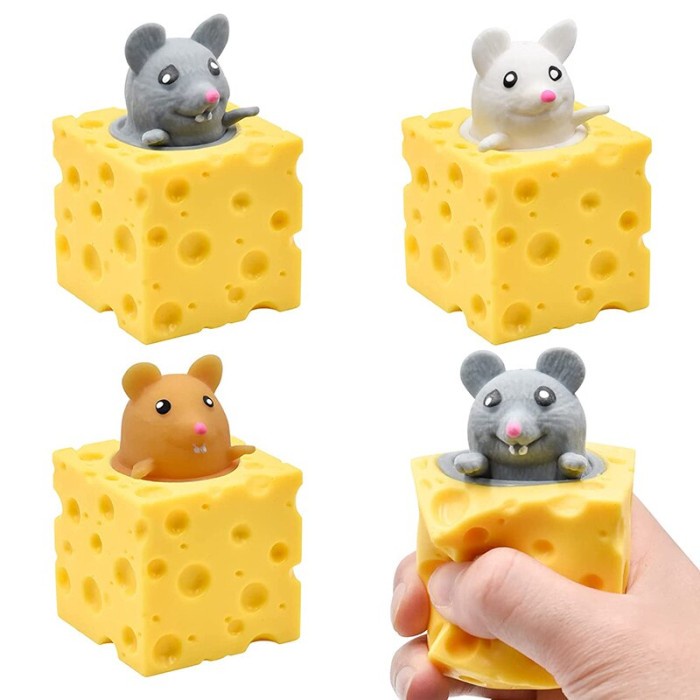 Cheese Mouse POP-UP Squirrel Stress Relief SiliconeSqueeze Mainan Anak upai Tikus Sensory Toys for kids