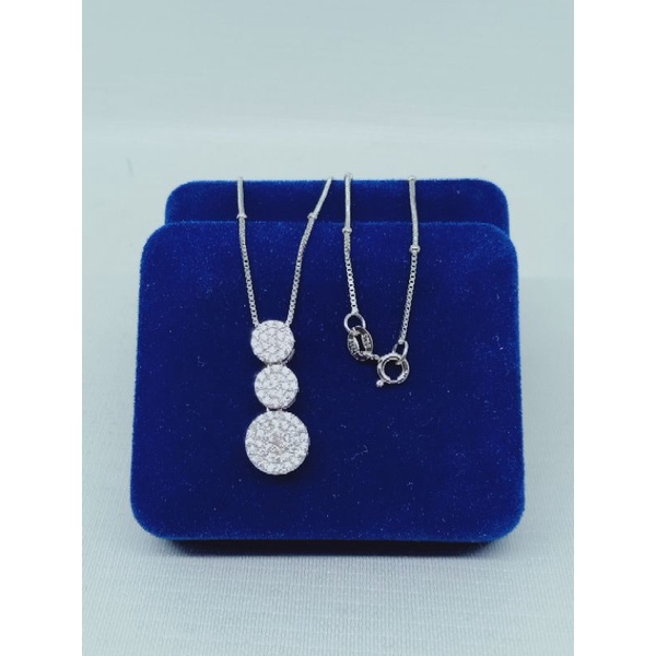 kalung perak asli silver 925 lapis emas/kalung rantai itali jedar+liontin bulat di*r tumpuk 3 cor mp full/asli silver/fashion wanita