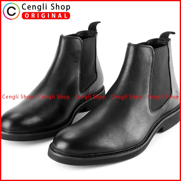 HM010 SEPATU BOOT KULIT HUSH PUPPIES PRIA KERJA KANTOR BRANDED ORIGINAL HITAM