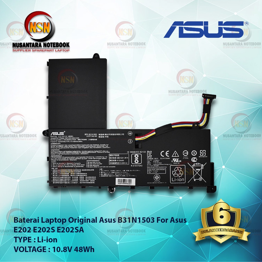 Baterai Original Asus E202 E202S E202SA B31N1503 11.4V 48Wh