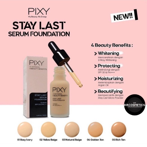 PIXY Stay Last Serum Foundation 4 Beauty Benefits Foundation pixy 17 ml