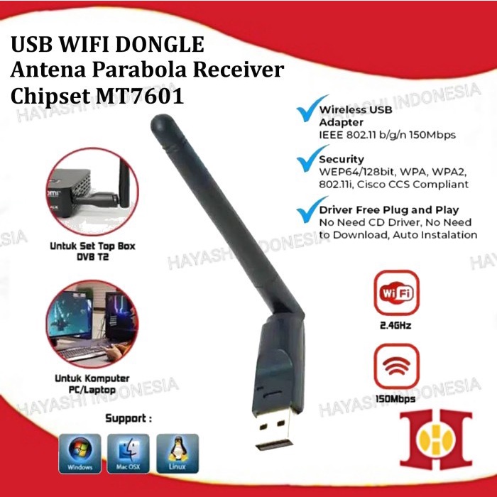 USB Wifi Set Top Box MT7601 Dongle STB Adapter Antena PC Laptop DVB T2