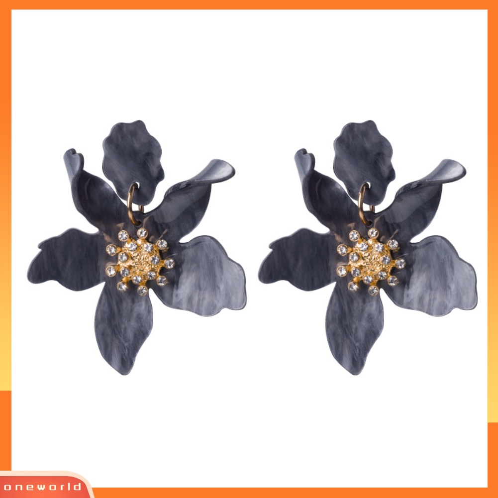 [WONE] Wanita Elegan Liontin Bunga Akrilik Statement Ear Studs Earrings Perhiasan Hadiah