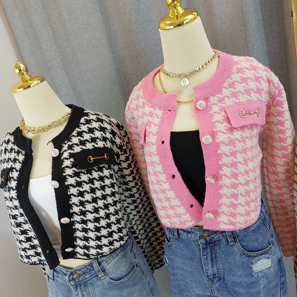 CARDIGAN CHNL HOUNDSTOOTH PREMIUM BRAND WYNN IMPORT BANGKOK