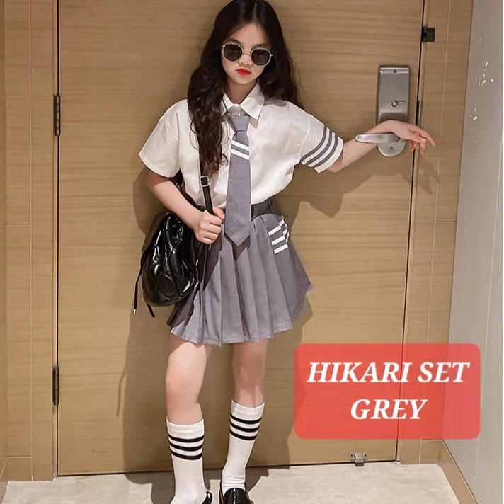 BAJUKIDDIE HIKARI SET GREY BAJU SETELAN SERAGAM UNIFORM ALA KOREA JEPANG ANAK REMAJA FASHION