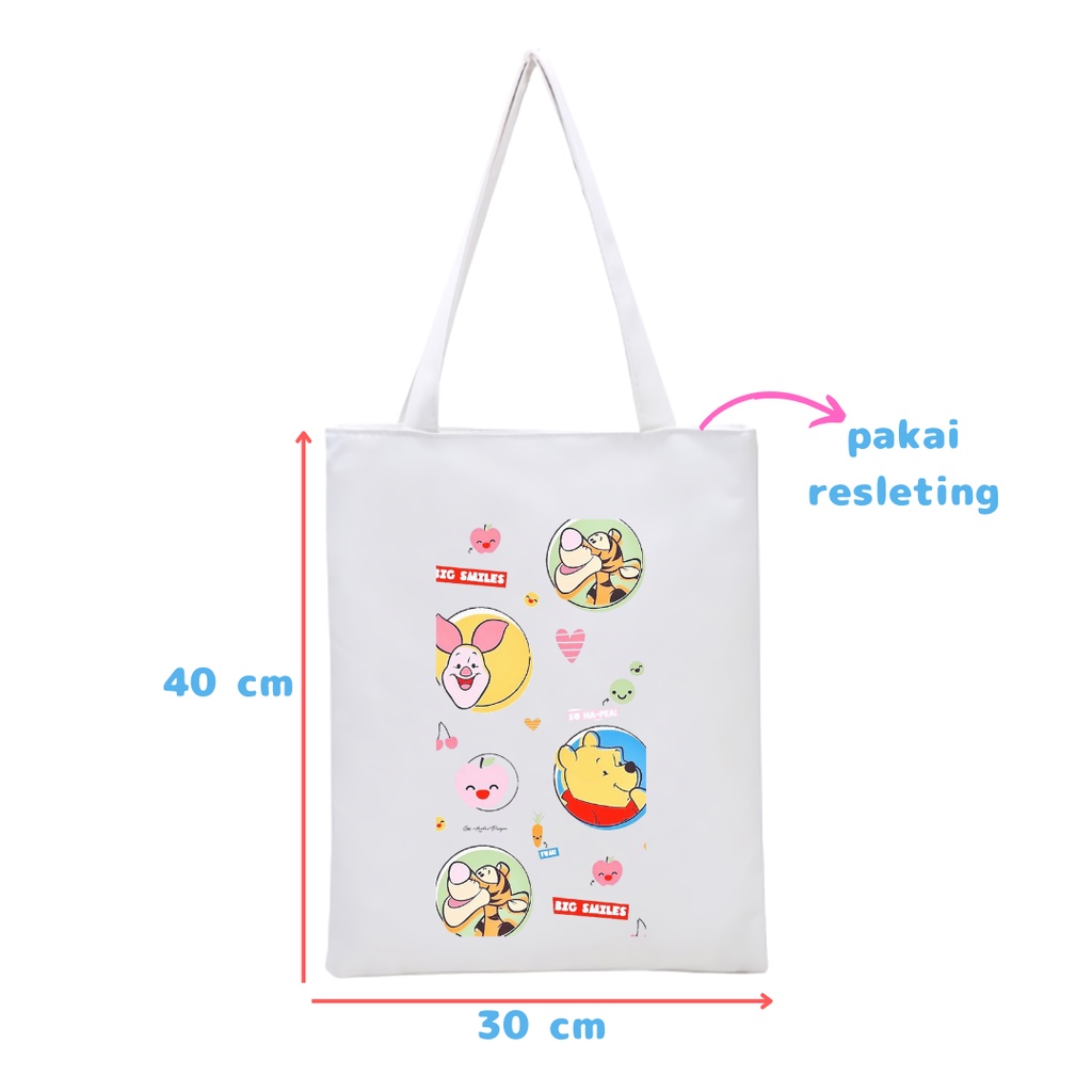 NEW BISA CUSTOM TOTEBAG RESLETING PRINTING TOY STORY princess WINNIE THE POOH TAS KULIAH TOTE SEKOLAH || KIIYOOMII ||