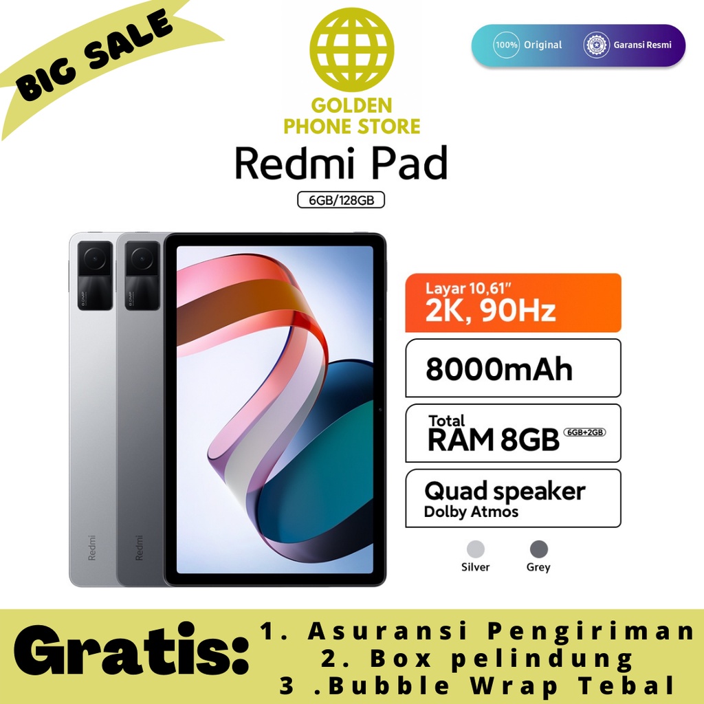 Xiaomi Redmi Pad 6GB/128GB - Original &amp; Garansi Resmi Xiaomi Indonesia