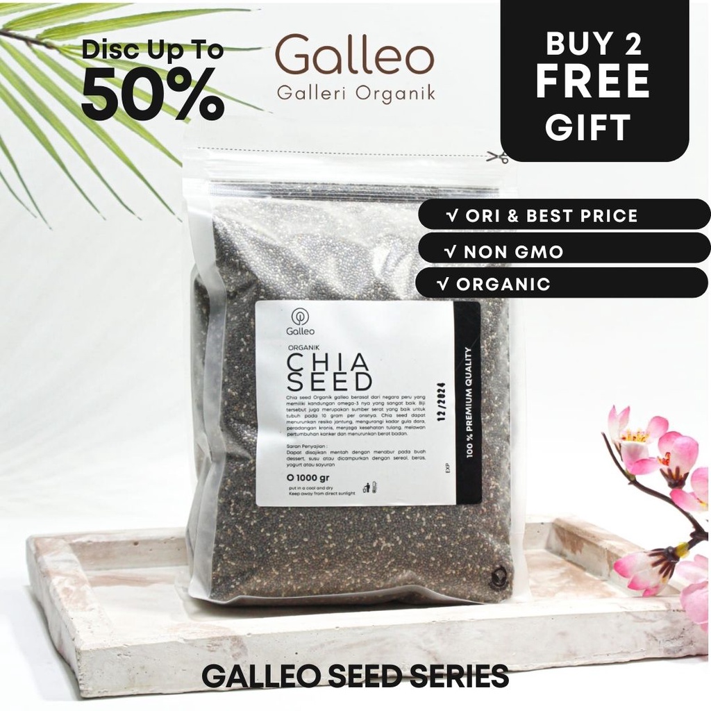 

CHIA SEED ORGANIK 1 KG MEXICO [ Biji Chia Seed Hitam Organik ] Galleo Seeds Premium