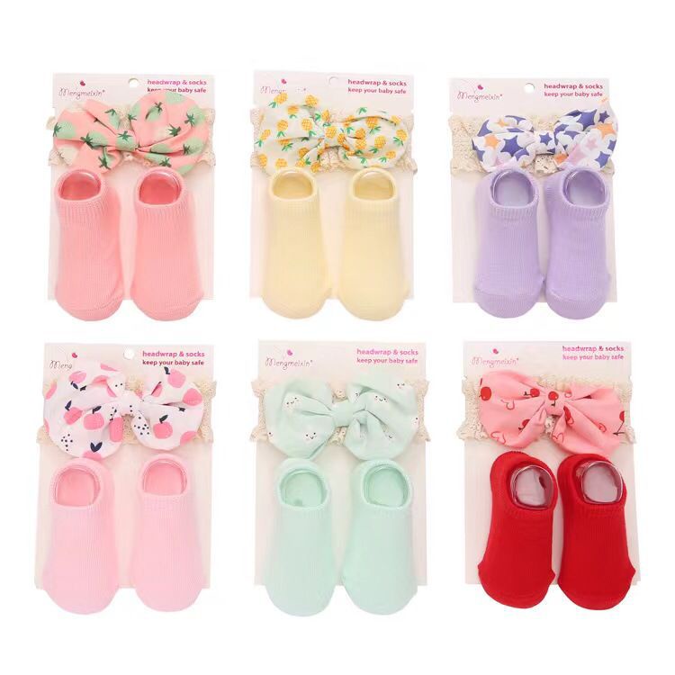 Set Kaos Kaki Bandana Pita Bayi MENGMEIXIN