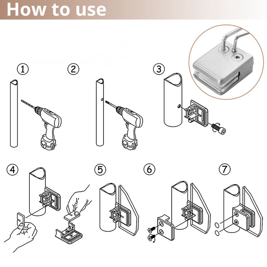 【Stainless Steel】Glass Shelf Clamp Bracket/Penjepit Kaca/Glass Clips Adjustable Wall Mounted/Jepit Kaca Untuk Railing Tangga