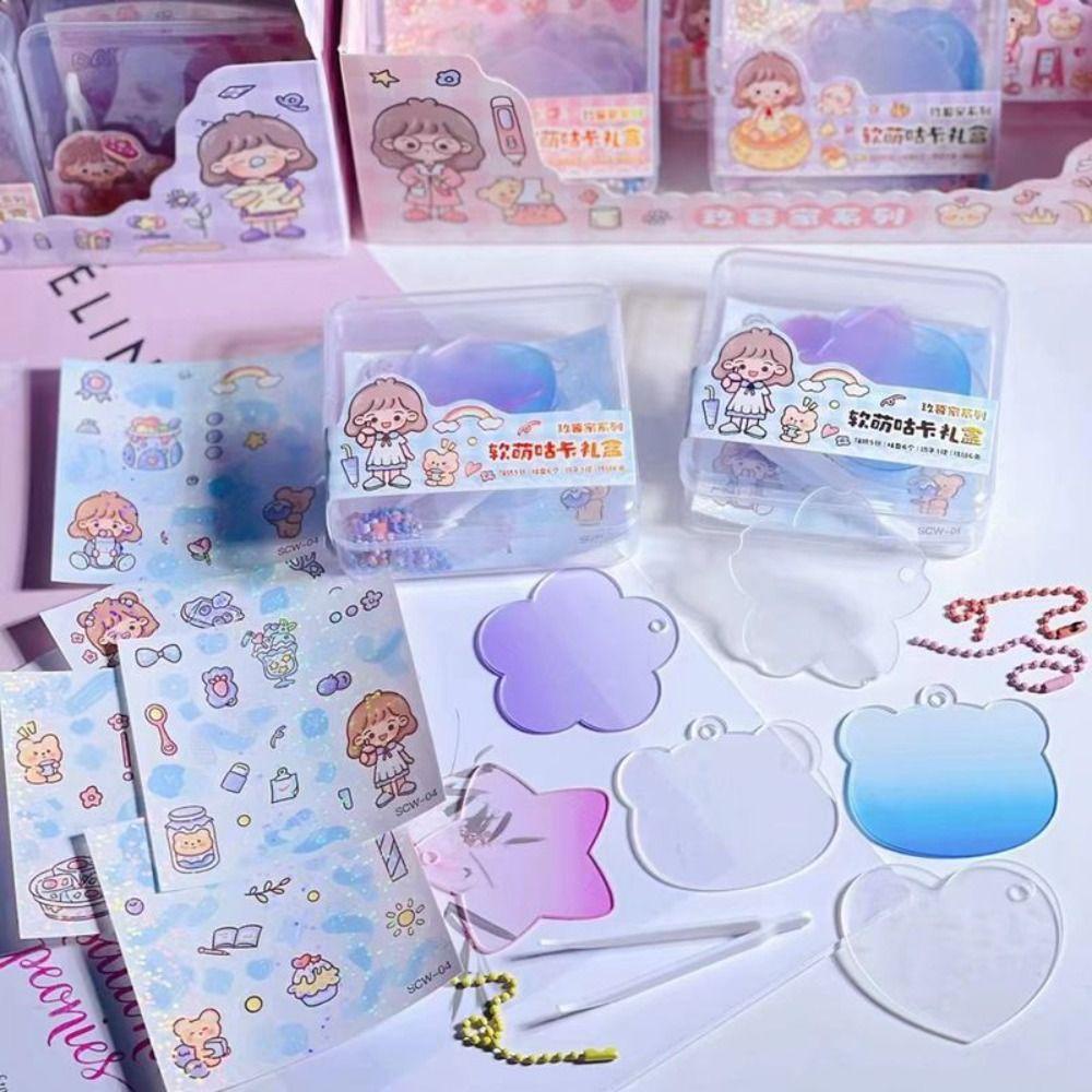 Quinton Soft Goo Card Gift Box Set Hadiah Craft Mainan Dekorasi Pesta Hadiah Ulang Tahun Dengan Goo Tray Rantai Bahan Paket Kotak Penyimpanan Set