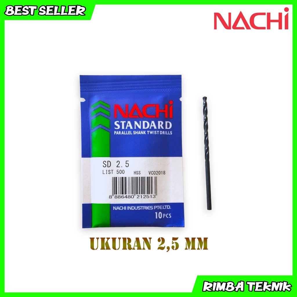 Mata Bor Besi HSS Nachi Asli Ukuran 2.5mm Original