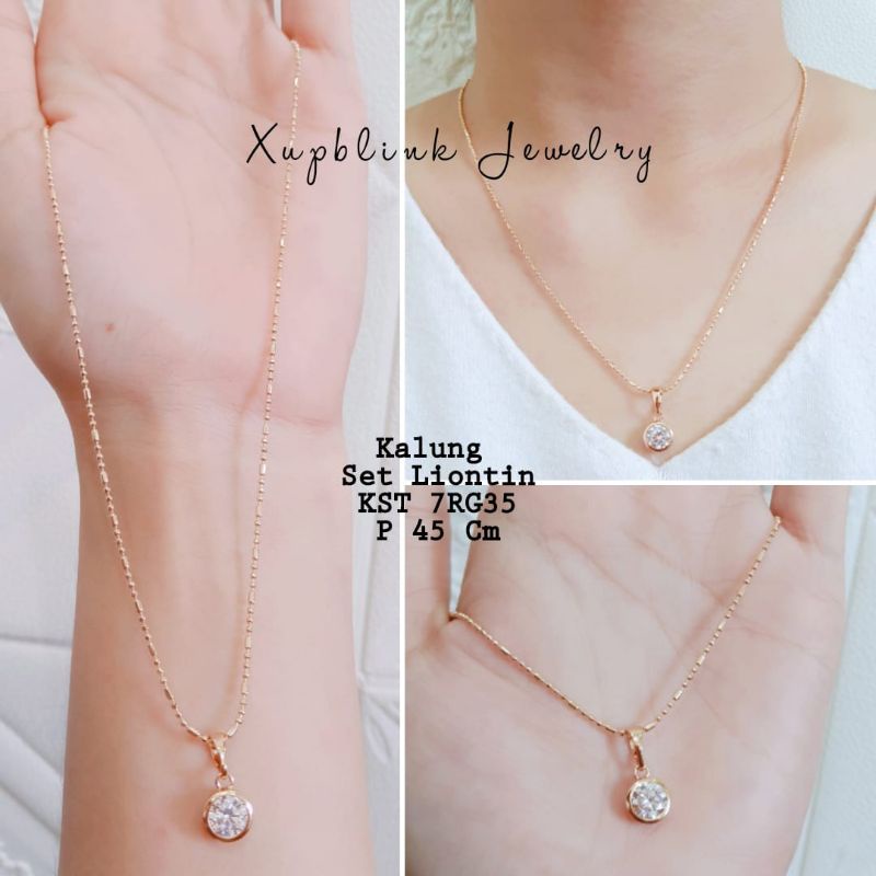 Kalung Titanium Set Liontin Wanita Korea style