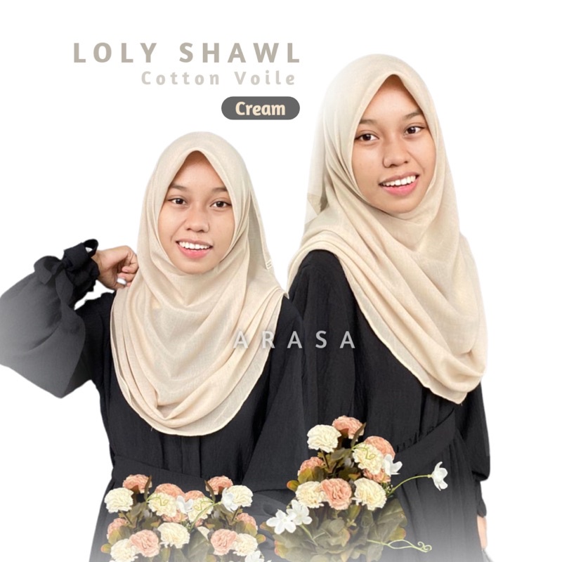 Loly Shawl by Arasa Hijab • Cotton Voile Pashmina Segiempat • Hijab malaysia • Hijab Kondangan • Hijab pengantin • Bride Shawl • Hijab wisuda