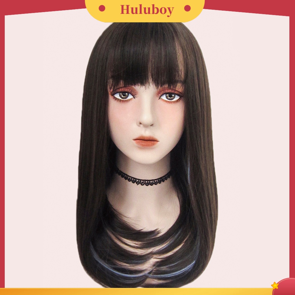 Wig Rambut Panjang Lurus Bahan Serat Suhu Tinggi Untuk Wanita