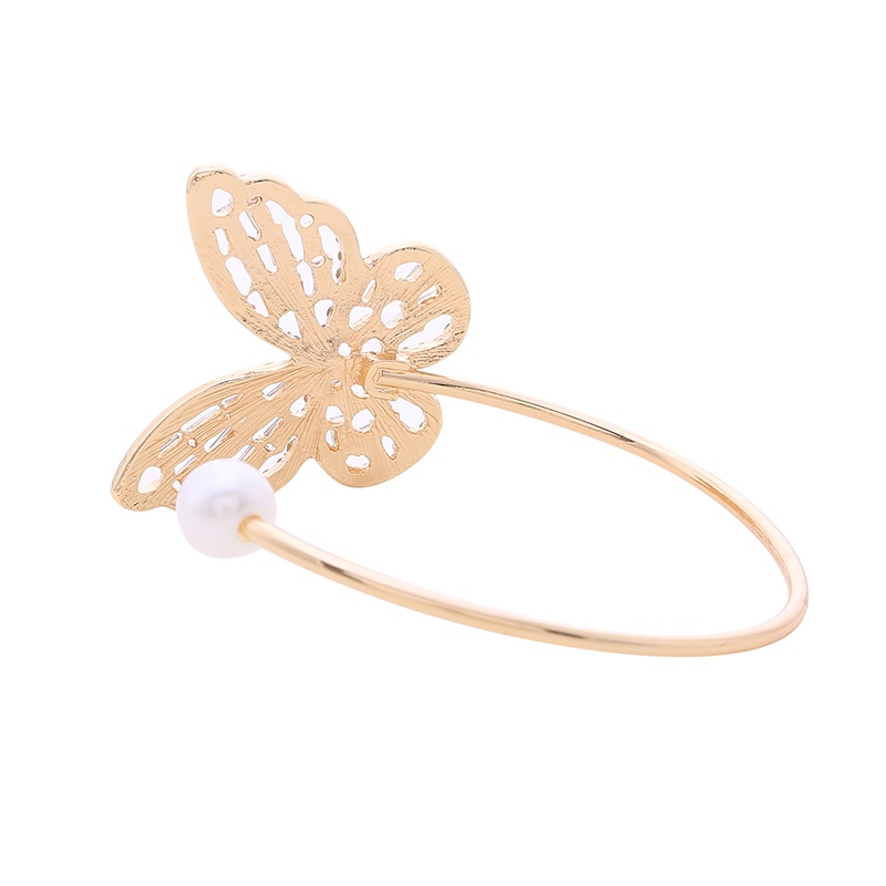 Fashion Open Insect Charm Butterfly Gelang Untuk Wanita Bangle Mutiara Imitasi Custom