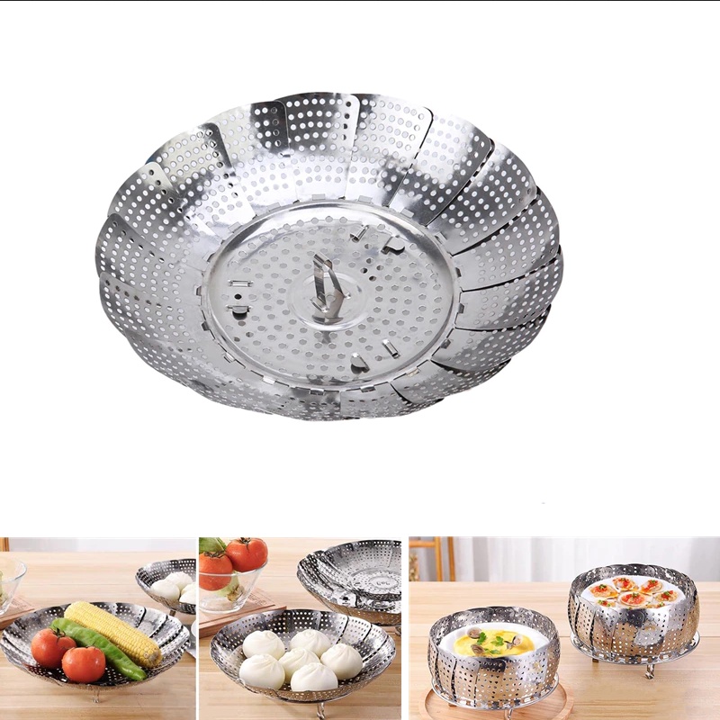 Kukusan Panci Perlengkapan Dapur Stainless Steel Flexibel Ukuran Diameter Sampai 21 cm