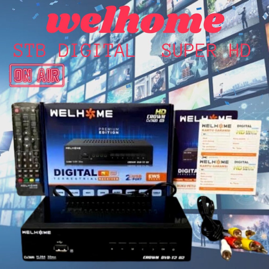 Jual Set Topbox Tv Digital Welhome DVB T2 EWS UHF HD Set Topbox Tv ...