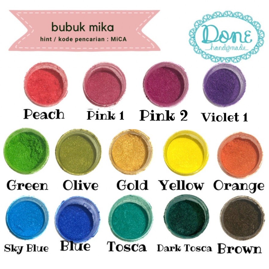 Natural mica pigment bubuk mika pigmen sabun lilin resin slime pewarnadonehandymade done handymade jual bahan kerajinan tangan pewarna resin pewarna epoxy resin