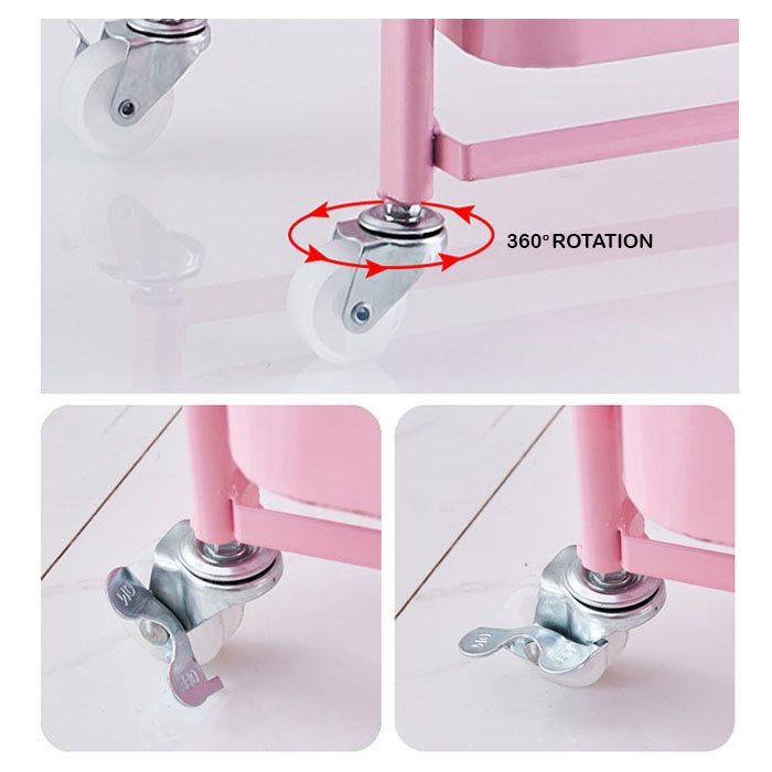 Rak Troli Serbaguna Rak Beroda Rak Dapur Stainless Rak Penyimpanan 3/4/5 Tingkat Rak Kamar Tidur Kamar Mandi Dengan Roda