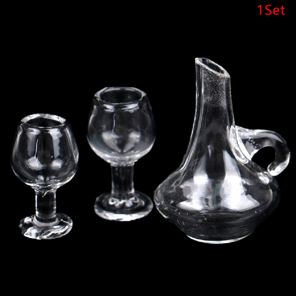 Deid 1Set 1: 12rumah Boneka Gelas Wine Decanter Transparan Cangkir Sober Botol Scene Decor Martijn