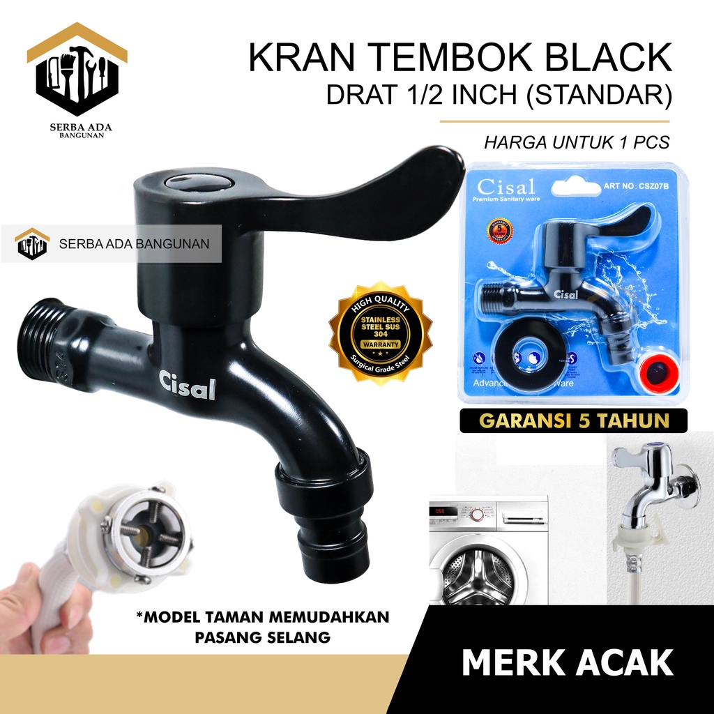 Keran Air Kran Air Mesin Cuci Wastafel Panjang Stainless Steel Tembok 2 Cabang Rumah Dapur Kunci