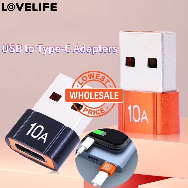 [Harga Grosir] 10A Konverter Pria Ke Wanita Portabel USB Ke Tipe-C Adaptor Pengisian Cepat Konektor Kabel Data Serbaguna Komputer Laptop USB Adaptor Wanita